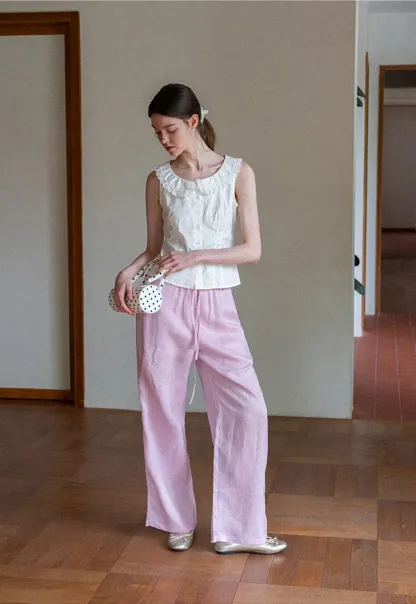 Lace Trim Collar Sleeveless Top