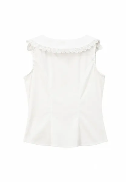 Lace Trim Collar Sleeveless Top