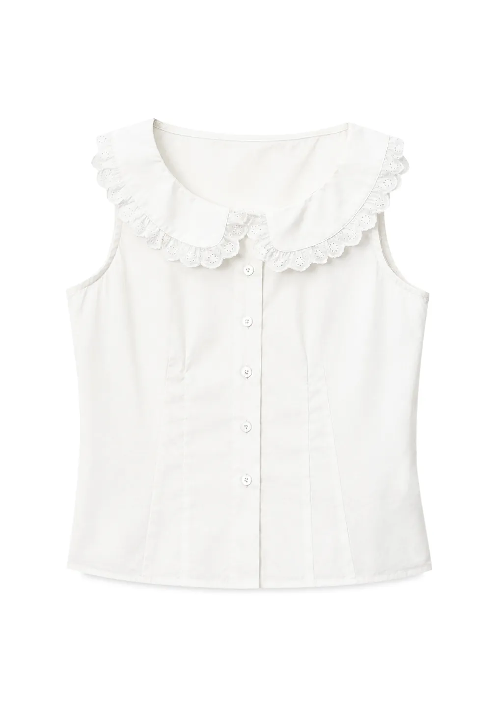 Lace Trim Collar Sleeveless Top