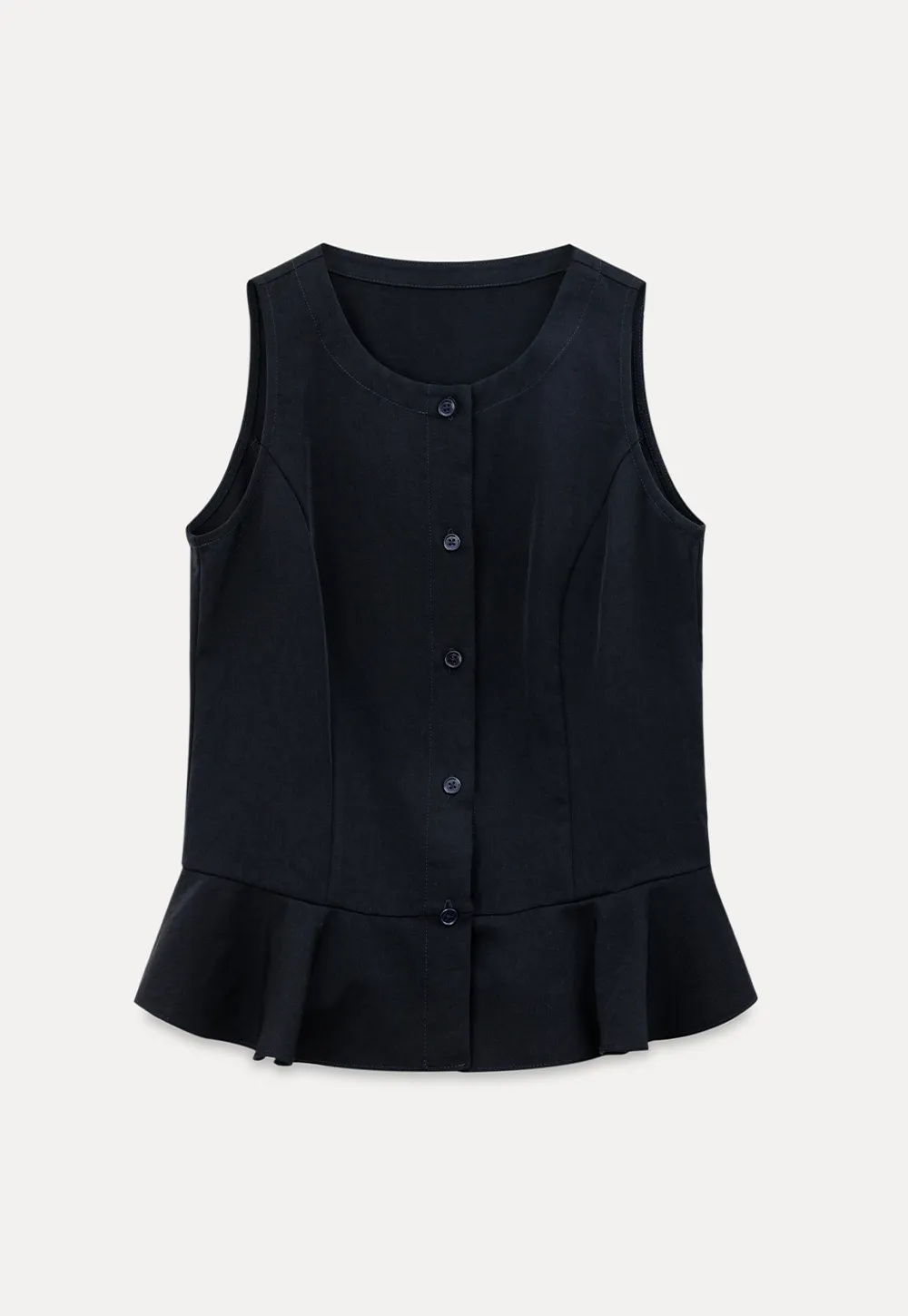 Peplum Hem Button Front Tank Top Wide Leg Casual Pants
