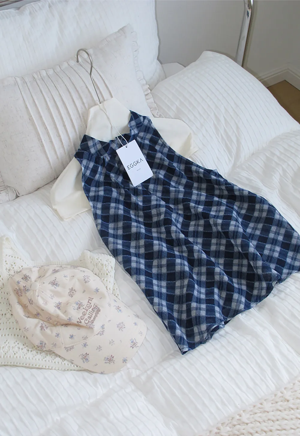 Gingham Print Halter Neck Sleeveless Top