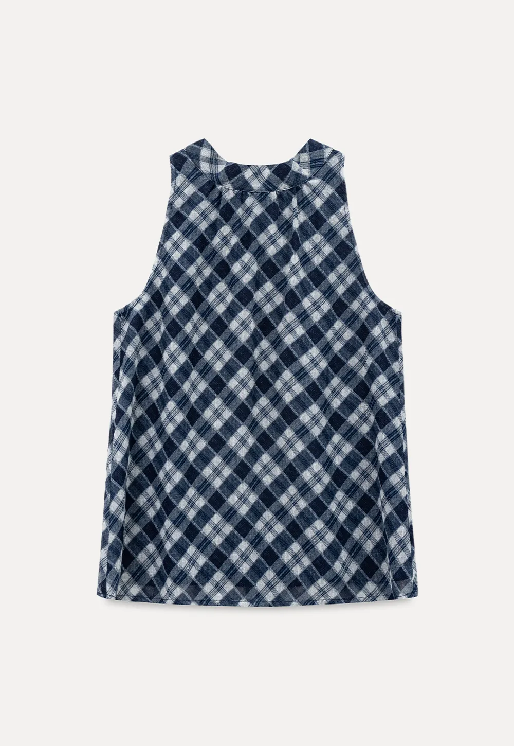 Gingham Print Halter Neck Sleeveless Top