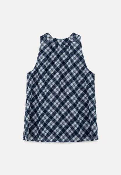 Gingham Print Halter Neck Sleeveless Top