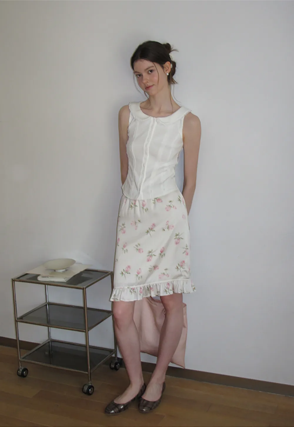 Lace Trim Peter Pan Collar Sleeveless Top