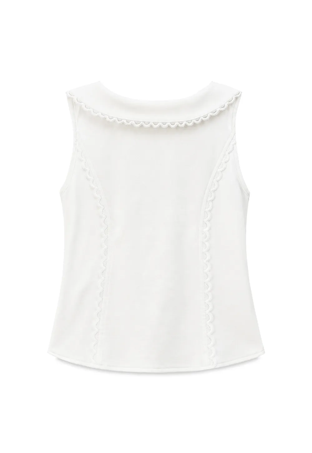Lace Trim Peter Pan Collar Sleeveless Top
