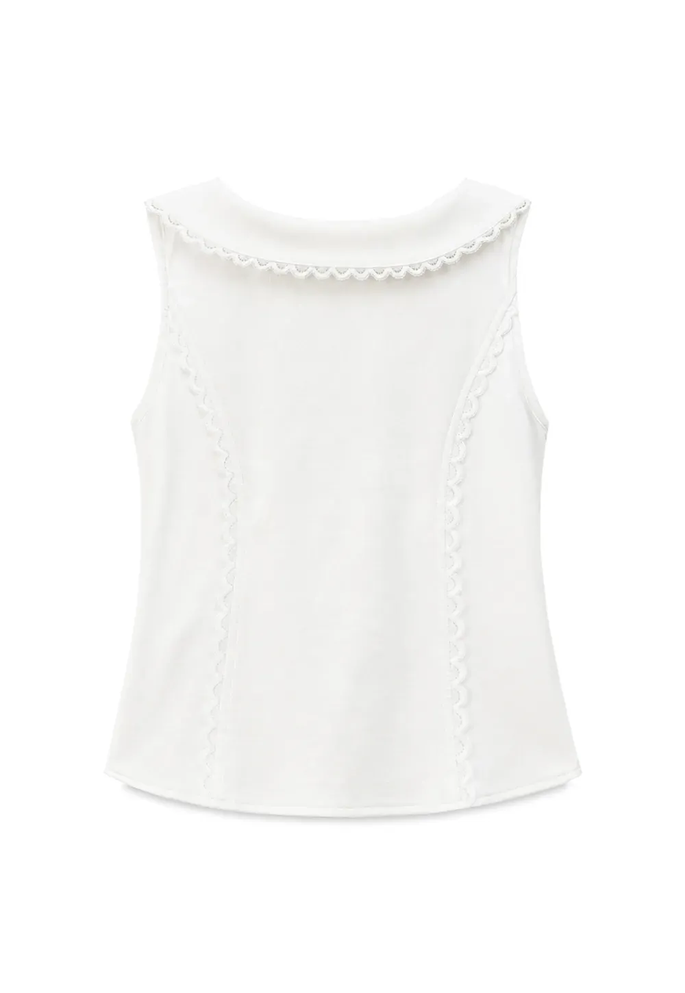 Lace Trim Peter Pan Collar Sleeveless Top