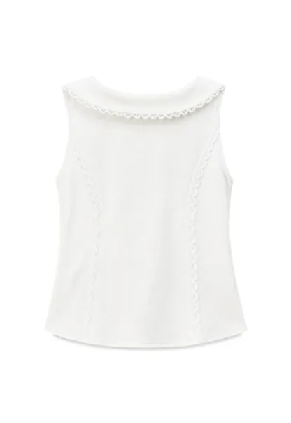 Lace Trim Peter Pan Collar Sleeveless Top