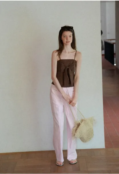Áo hai dây thắt nơ phía trước