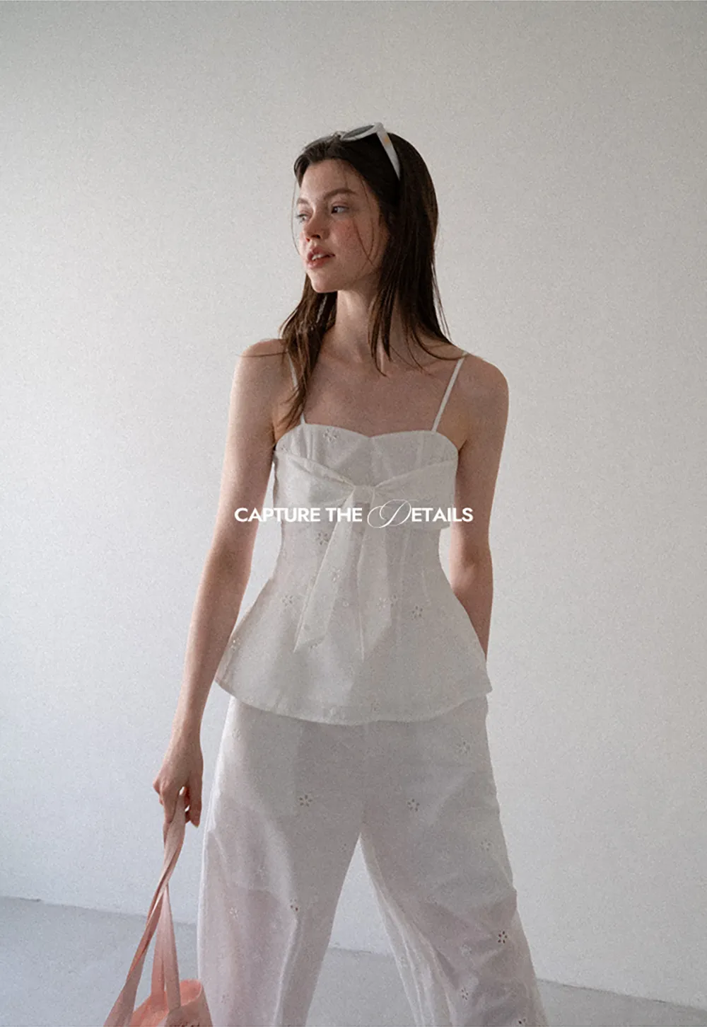 Eyelet Embroidery Camisole and Wide Leg Trousers
