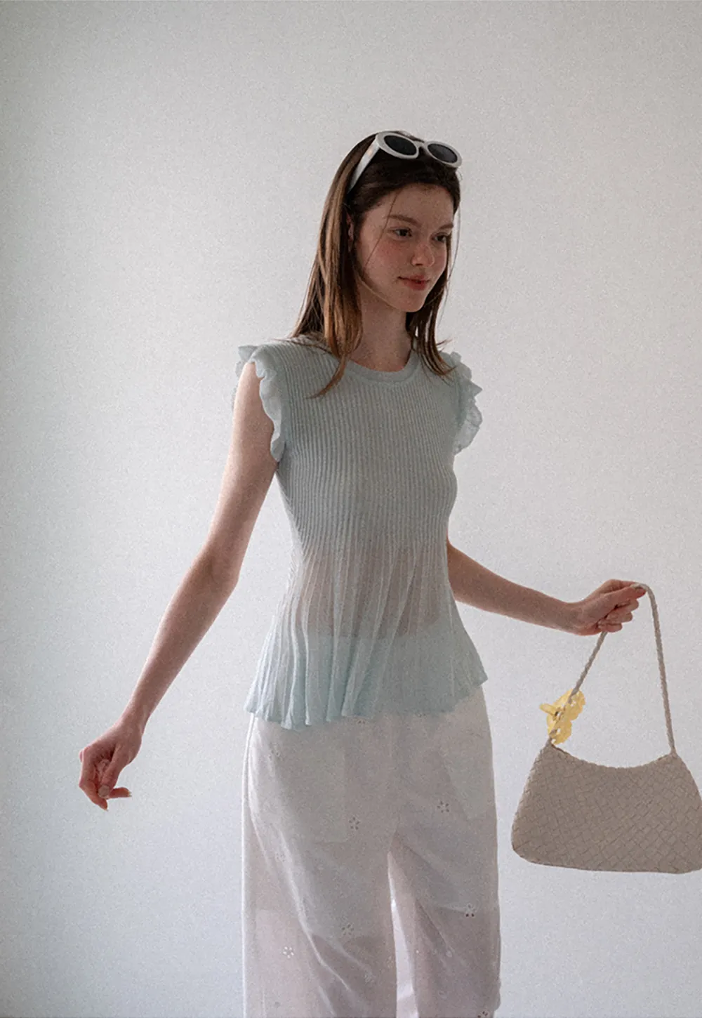 Eyelet Embroidery Camisole and Wide Leg Trousers