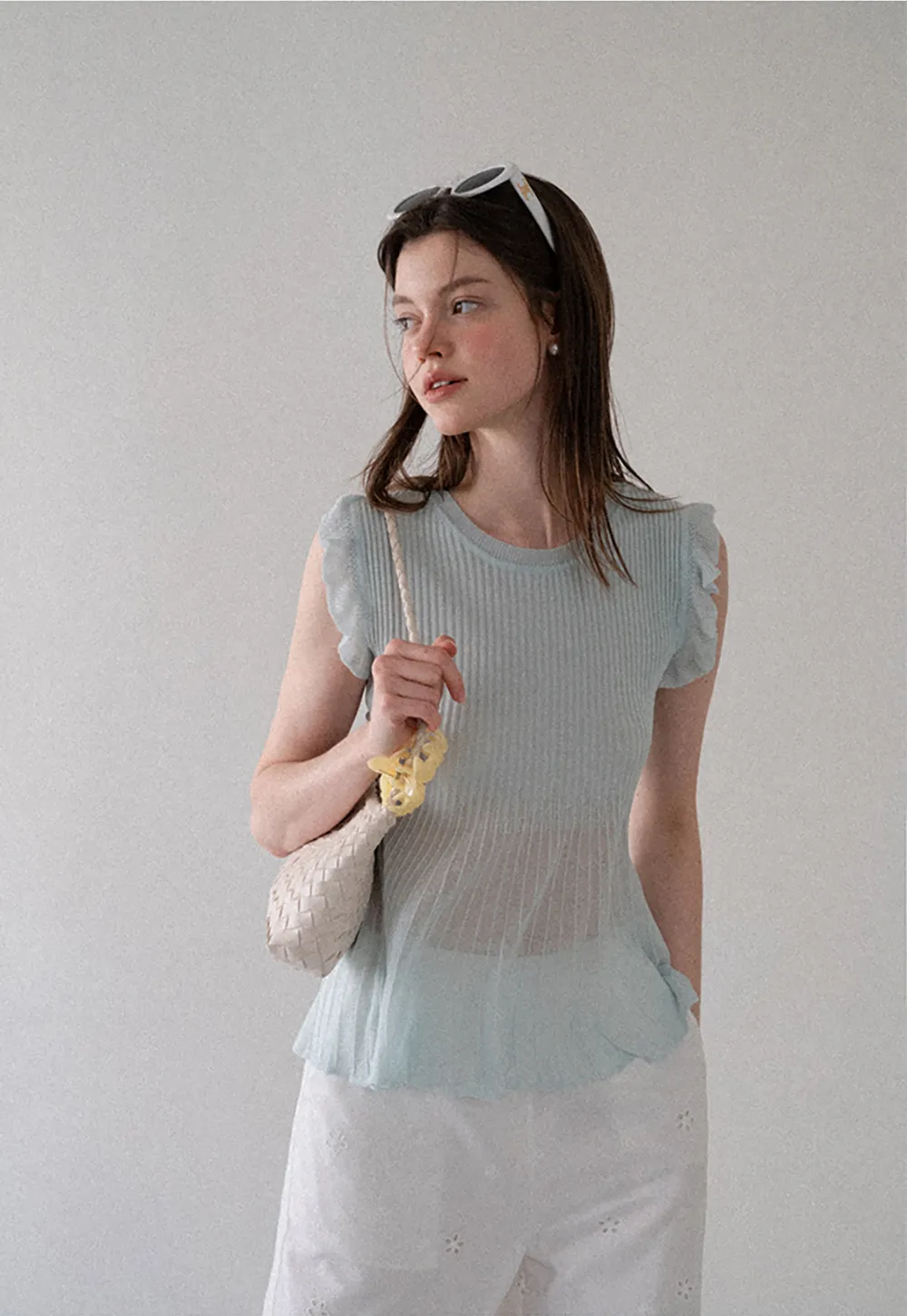 Eyelet Embroidery Camisole and Wide Leg Trousers