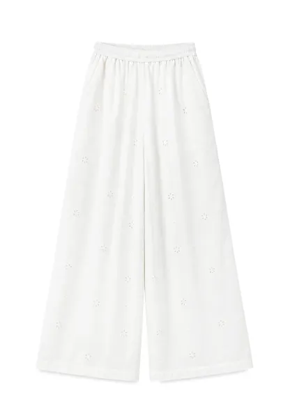 Eyelet Embroidery Camisole and Wide Leg Trousers