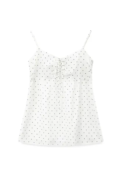 Polka Dot Print Drawstring Camisole Tank Top
