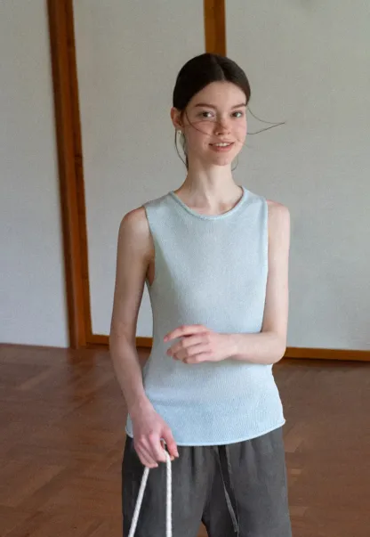 Ribbed Knit Sleeveless Tank Top