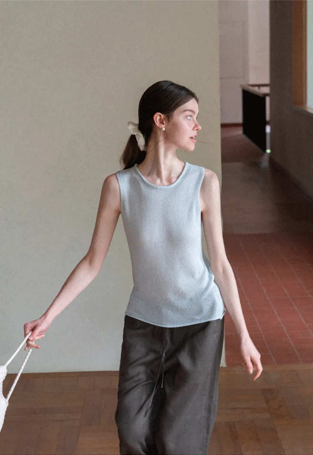 Ribbed Knit Sleeveless Tank Top