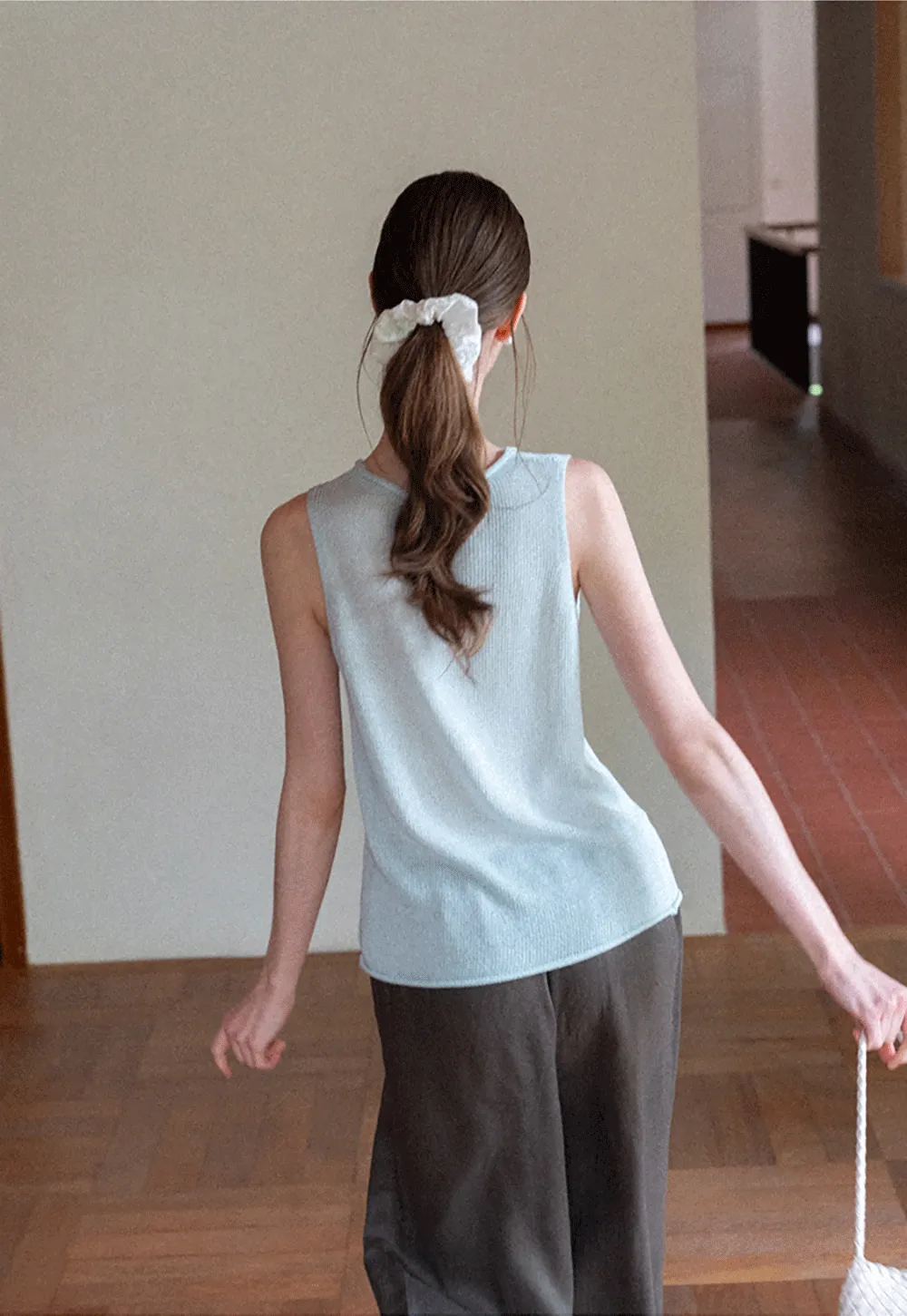 Ribbed Knit Sleeveless Tank Top