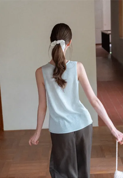 Ribbed Knit Sleeveless Tank Top