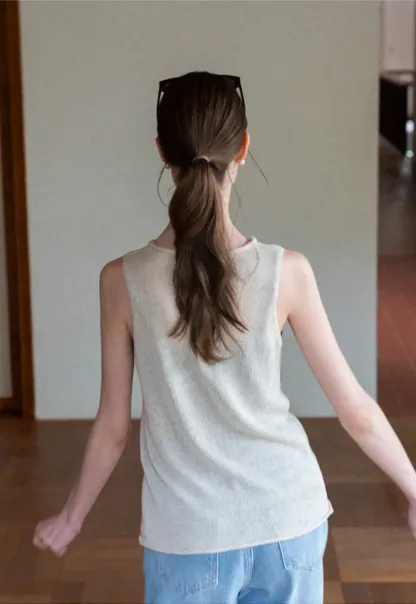 Ribbed Knit Sleeveless Tank Top