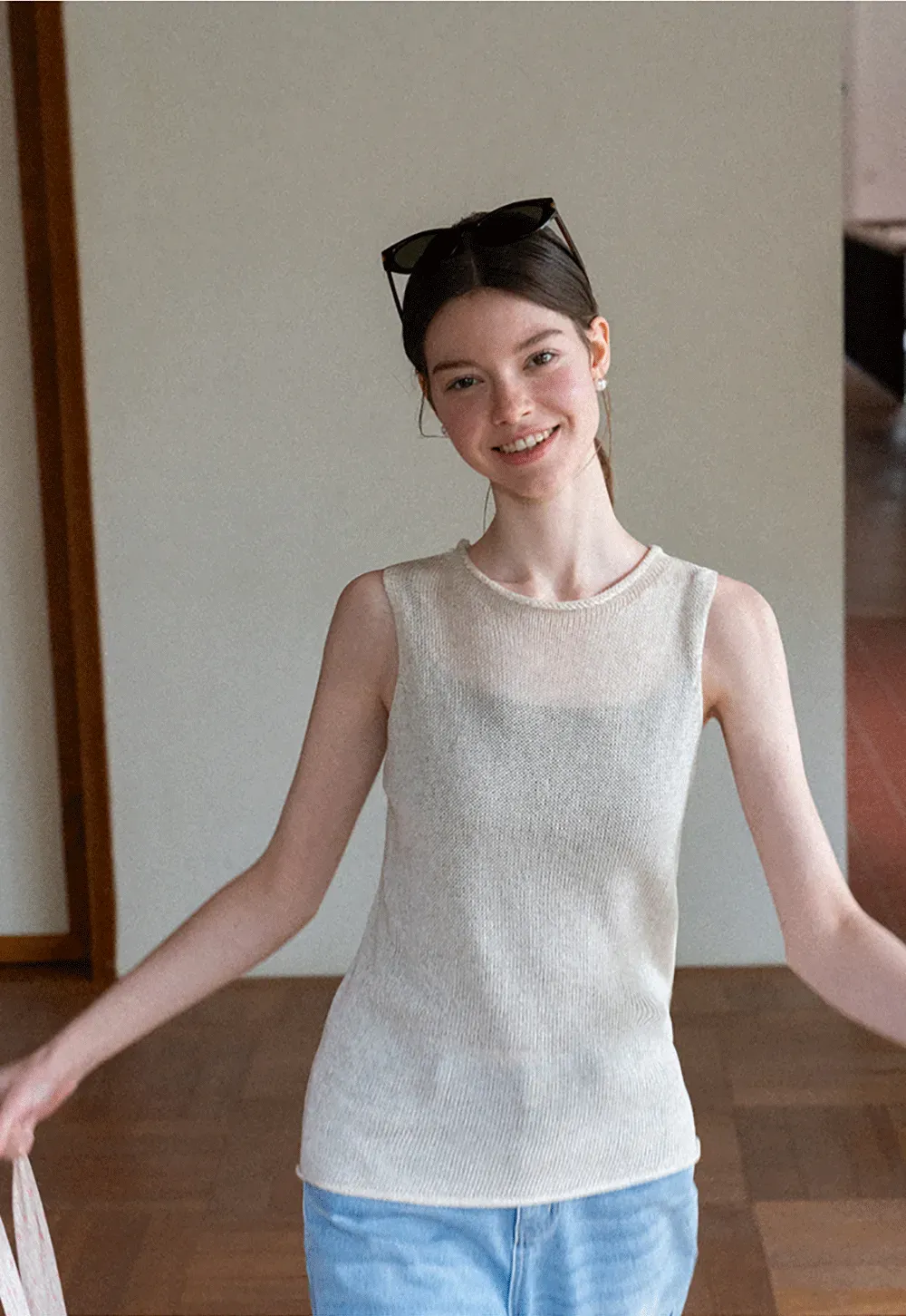 Ribbed Knit Sleeveless Tank Top