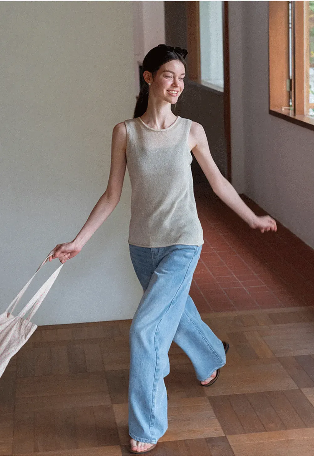 Ribbed Knit Sleeveless Tank Top