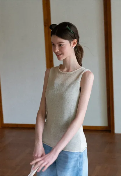 Ribbed Knit Sleeveless Tank Top