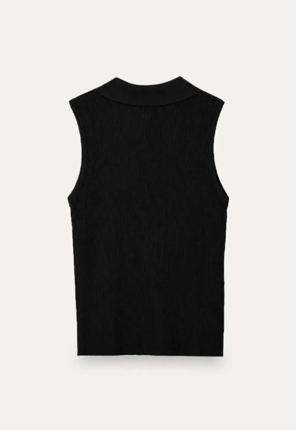 Ribbed Knit Collar Sleeveless Top