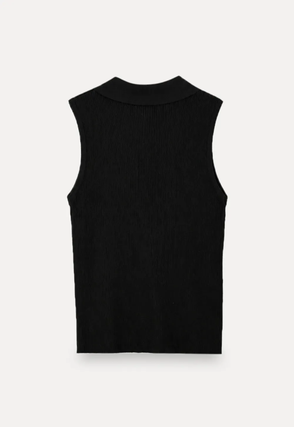 Ribbed Knit Collar Sleeveless Top