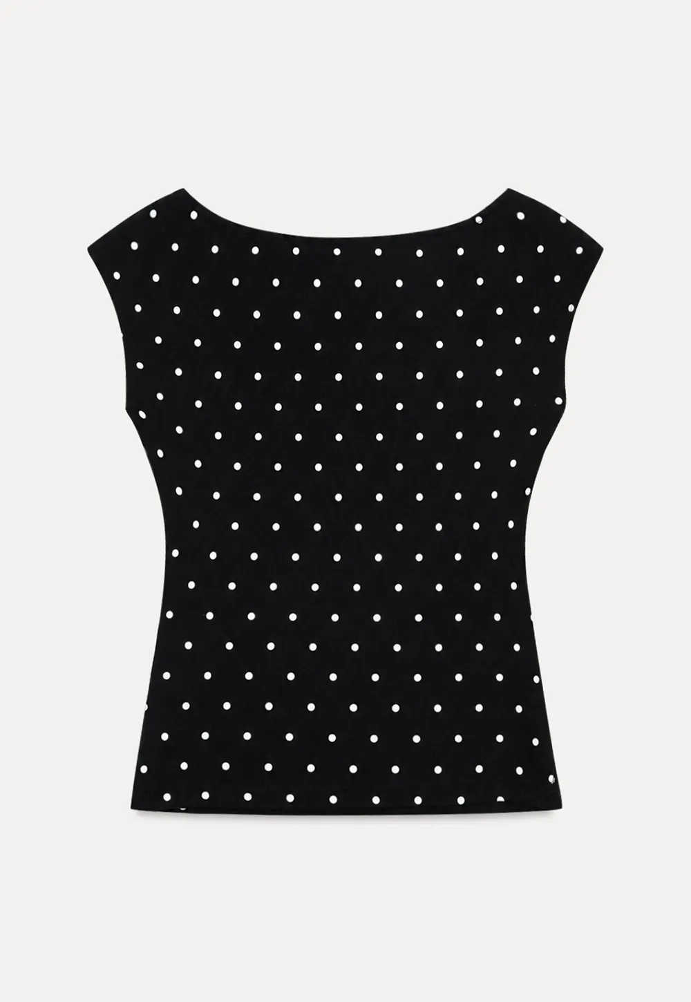 Polka Dot Print Keyhole Neck Cap Sleeve Tank Top