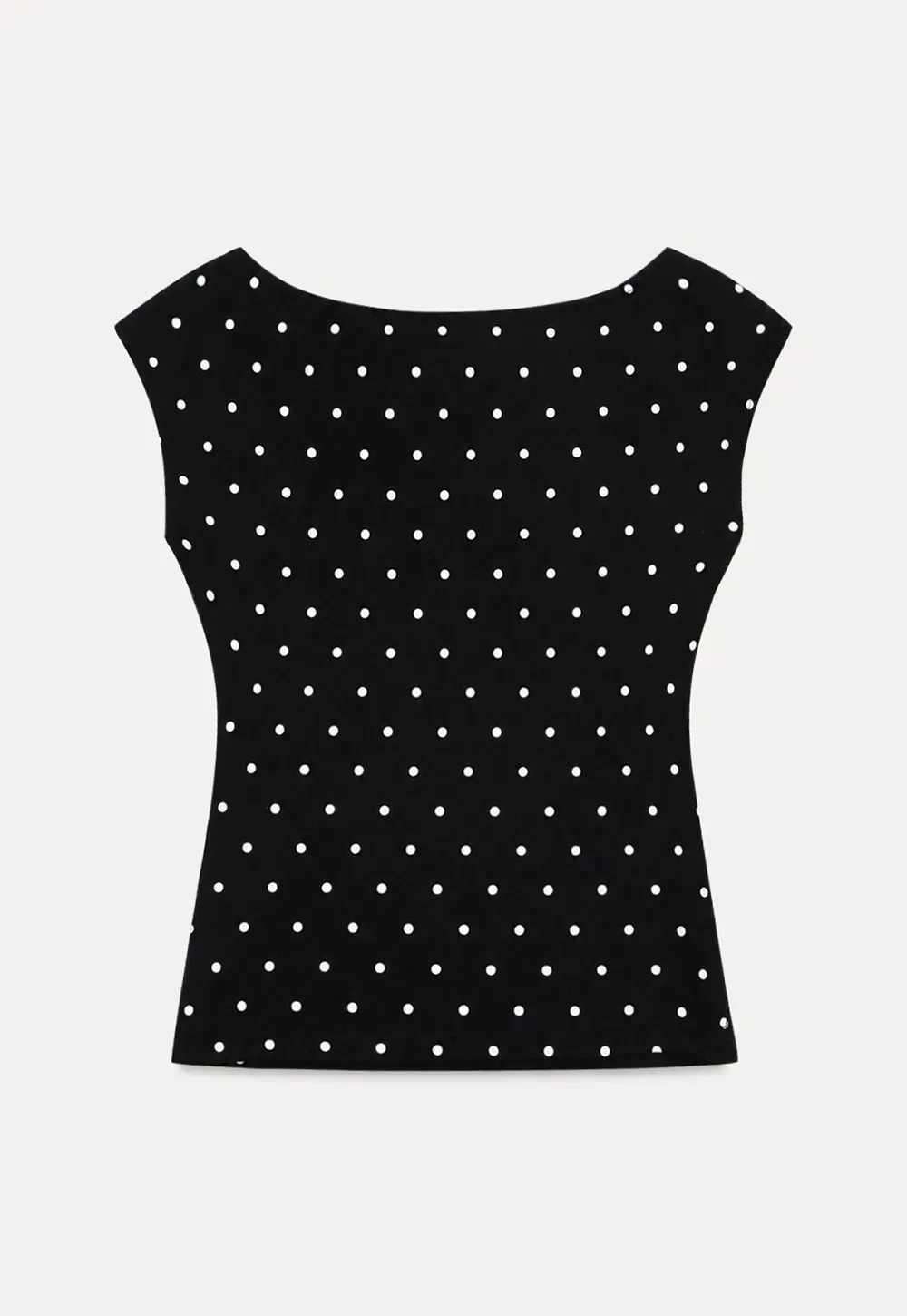Polka Dot Print Keyhole Neck Cap Sleeve Tank Top