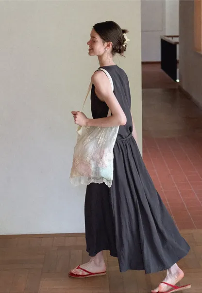 Draped V Neck Sleeveless Top And Flowing A Line Skirt Set