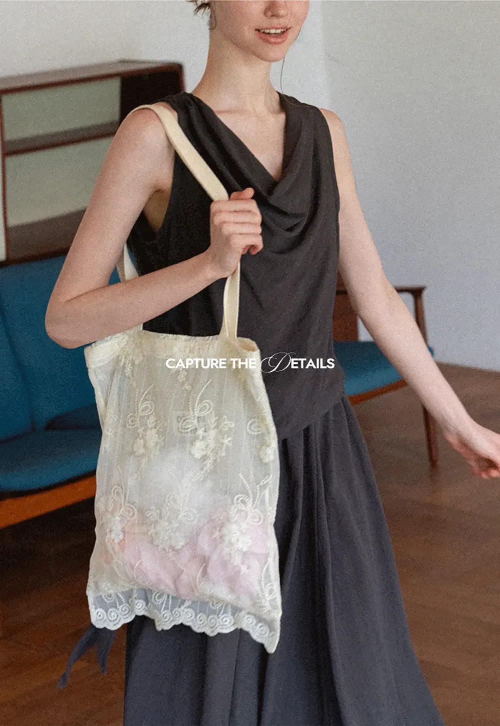 Draped V Neck Sleeveless Top And Flowing A Line Skirt Set