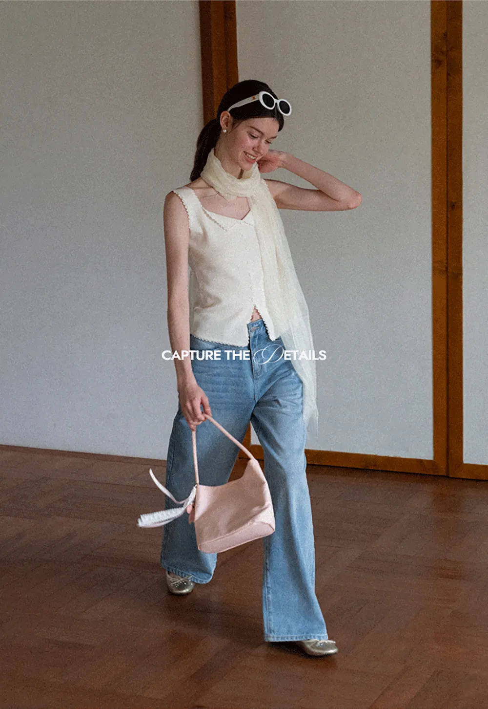 Lace Trim Collar Button Front Sleeveless Top