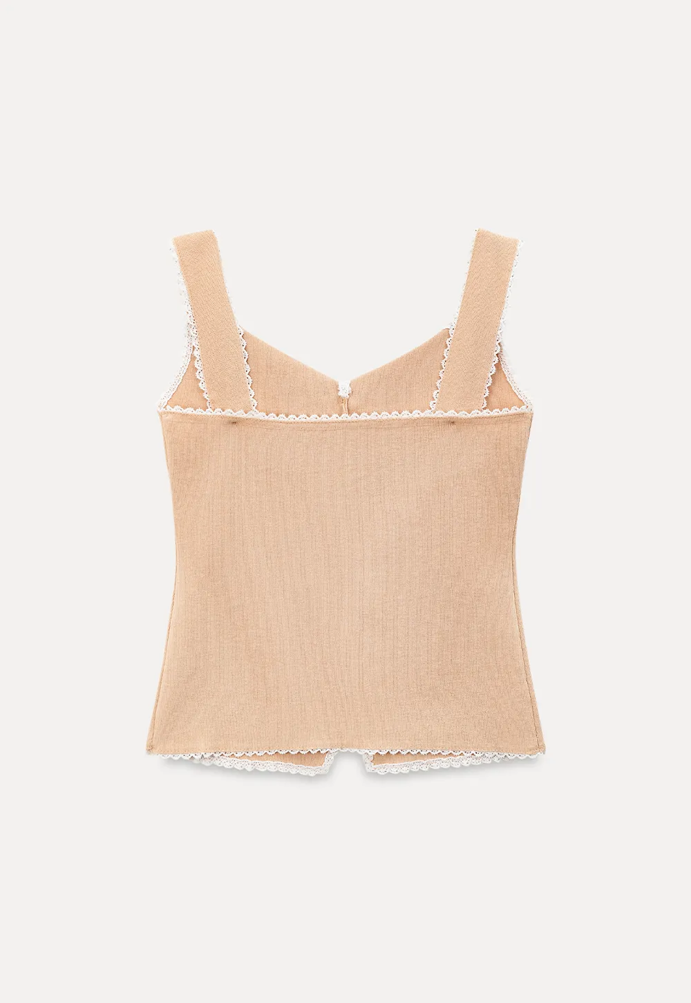 Lace Trim Collar Button Front Sleeveless Top
