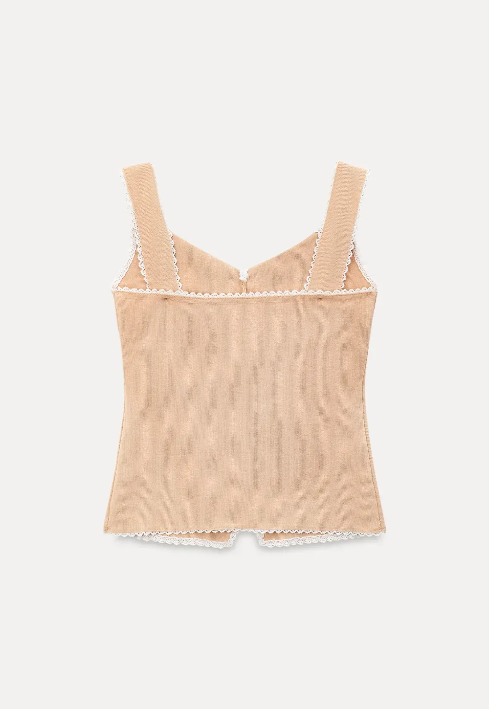 Lace Trim Collar Button Front Sleeveless Top