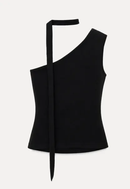 Asymmetrical Halter Neck Knit Tank Top