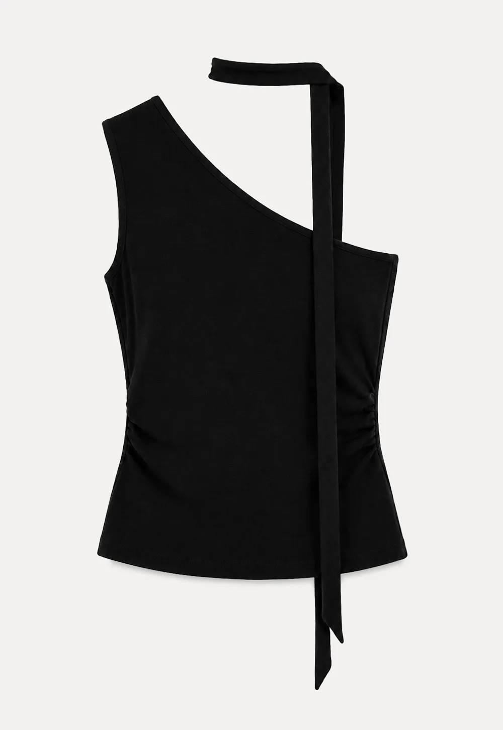 Asymmetrical Halter Neck Knit Tank Top