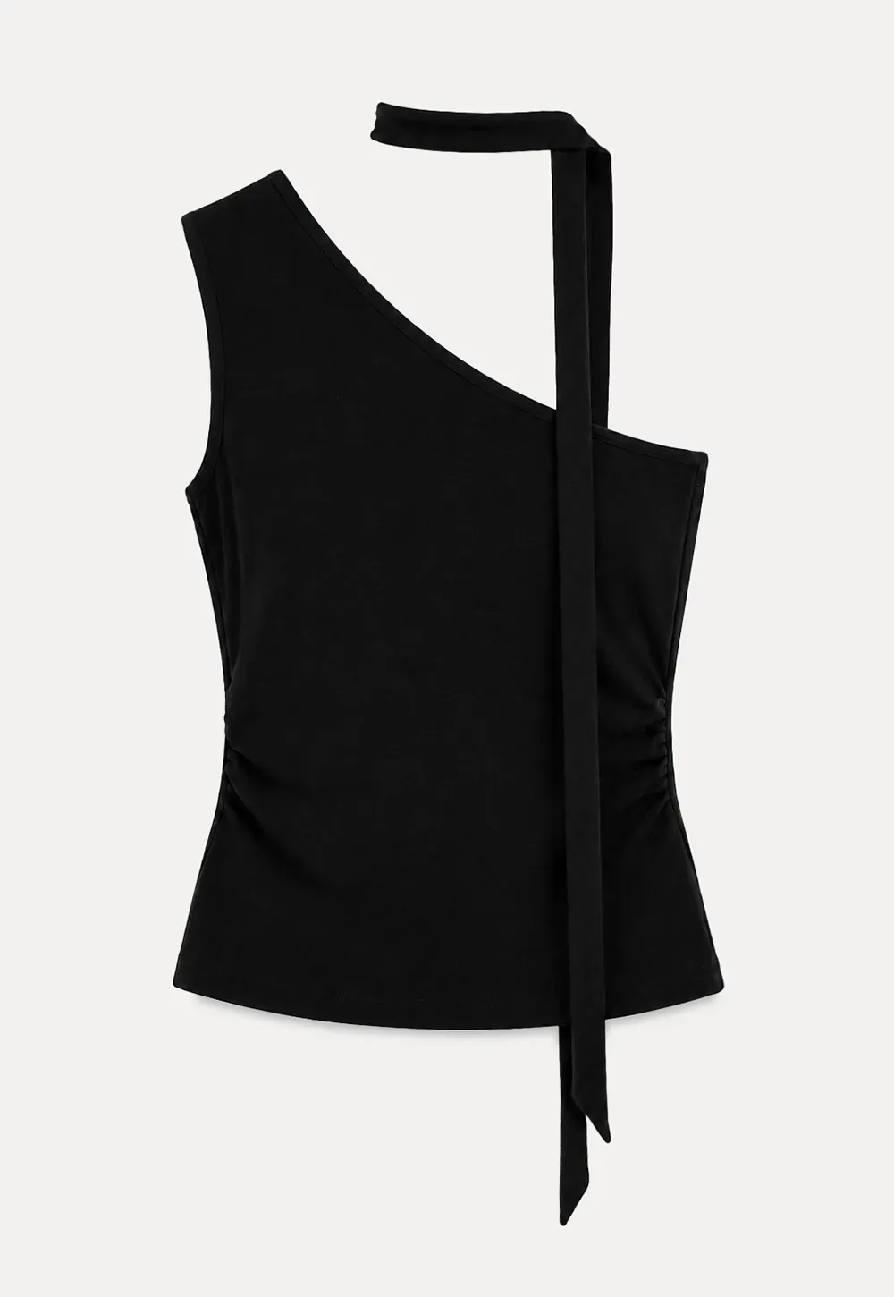 Asymmetrical Halter Neck Knit Tank Top