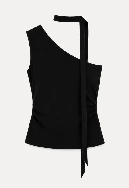 Asymmetrical Halter Neck Knit Tank Top