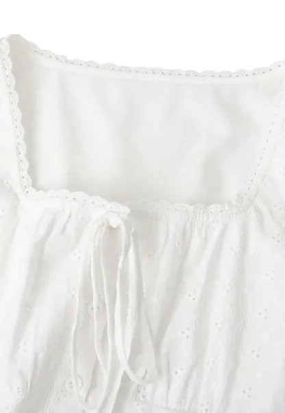 Lace Trim Square Neck Peplum Tank Top