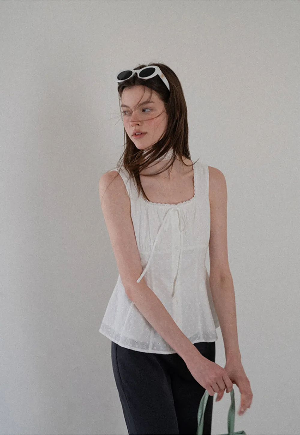 Lace Trim Square Neck Peplum Tank Top