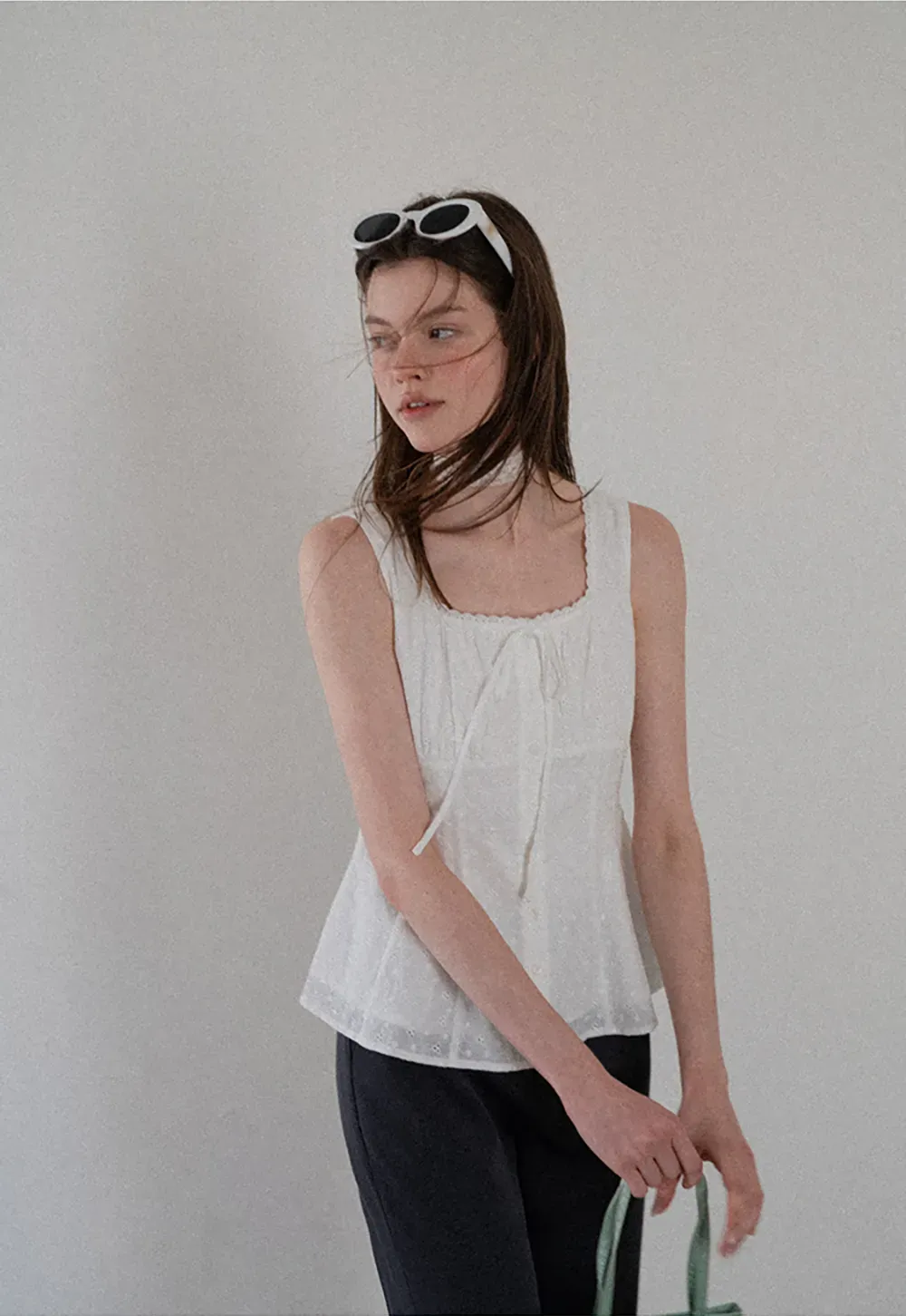 Lace Trim Square Neck Peplum Tank Top