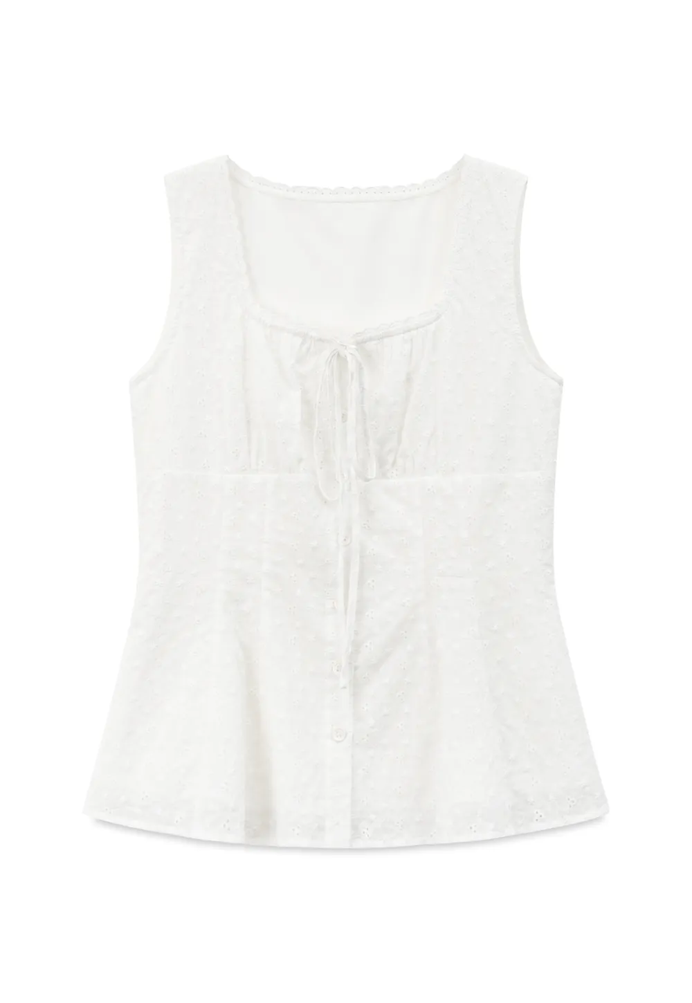 Lace Trim Square Neck Peplum Tank Top