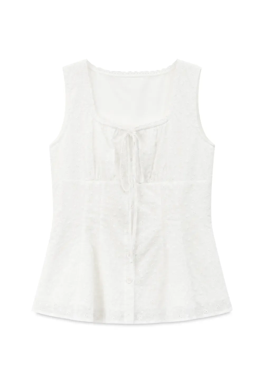 Lace Trim Square Neck Peplum Tank Top