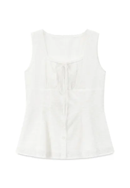 Lace Trim Square Neck Peplum Tank Top
