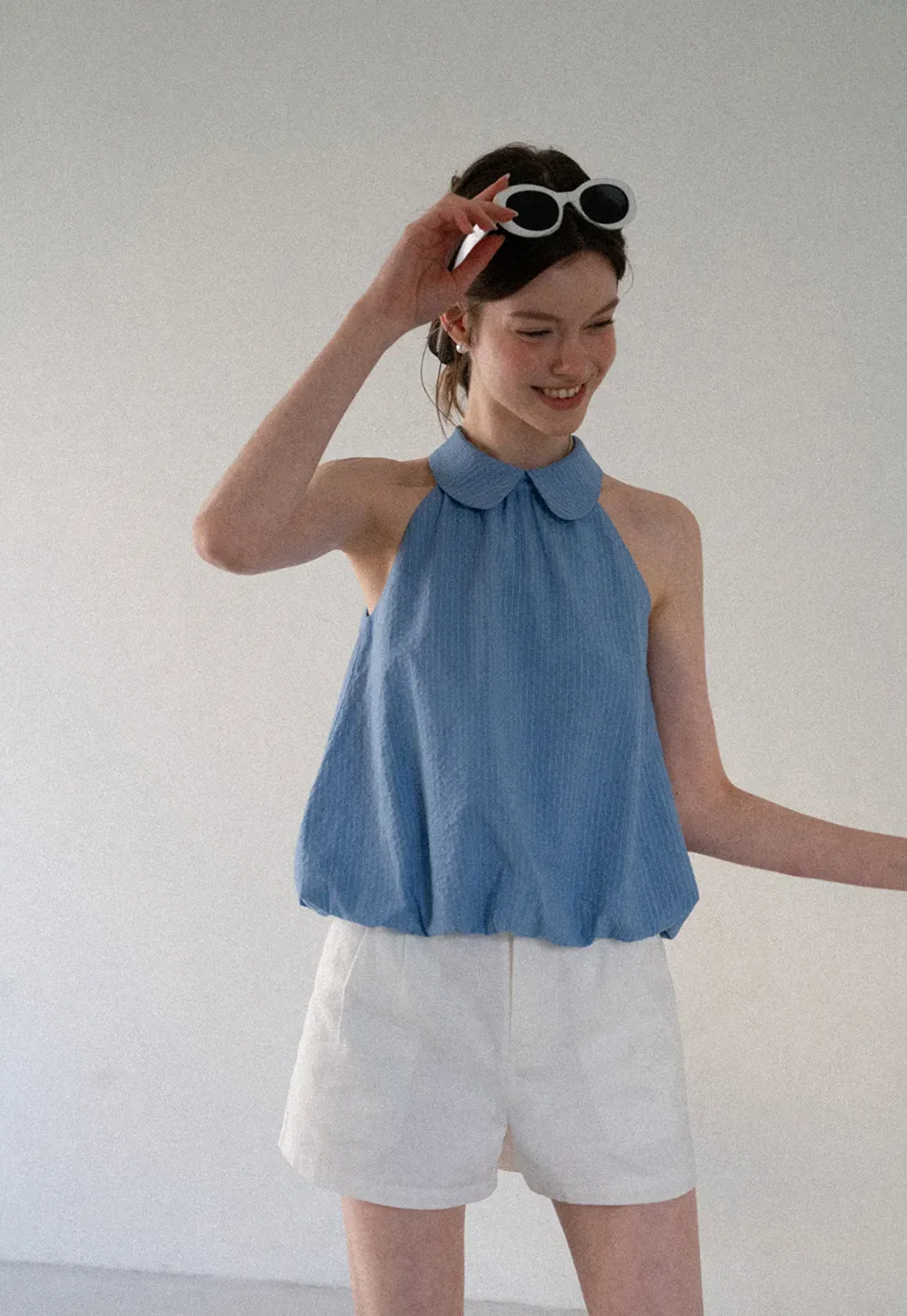 Peter Pan Collar Halter Neck Sleeveless Top