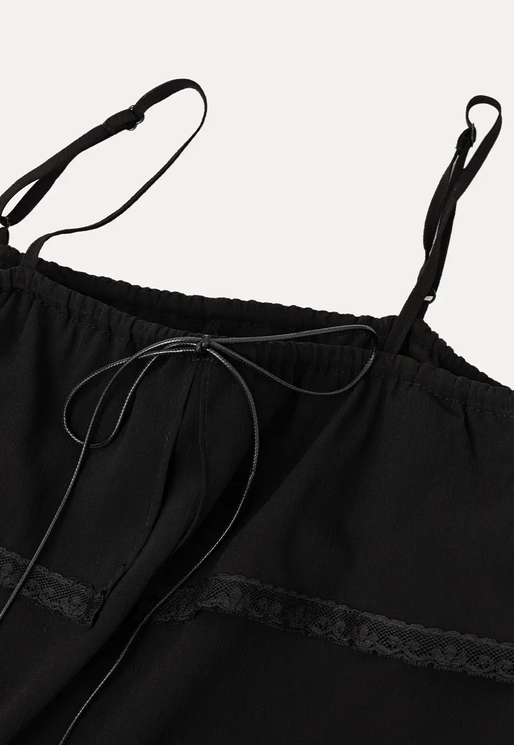 Lace Trim Sheer Layered Drawstring Tank Top