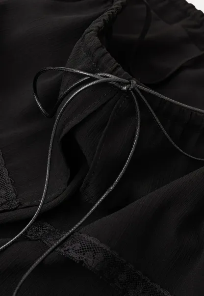 Lace Trim Sheer Layered Drawstring Tank Top