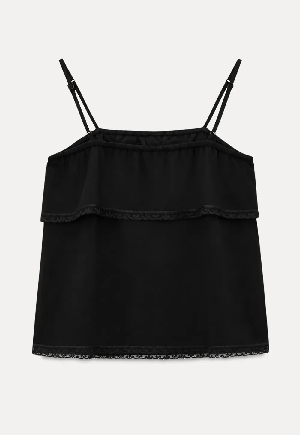 Lace Trim Sheer Layered Drawstring Tank Top