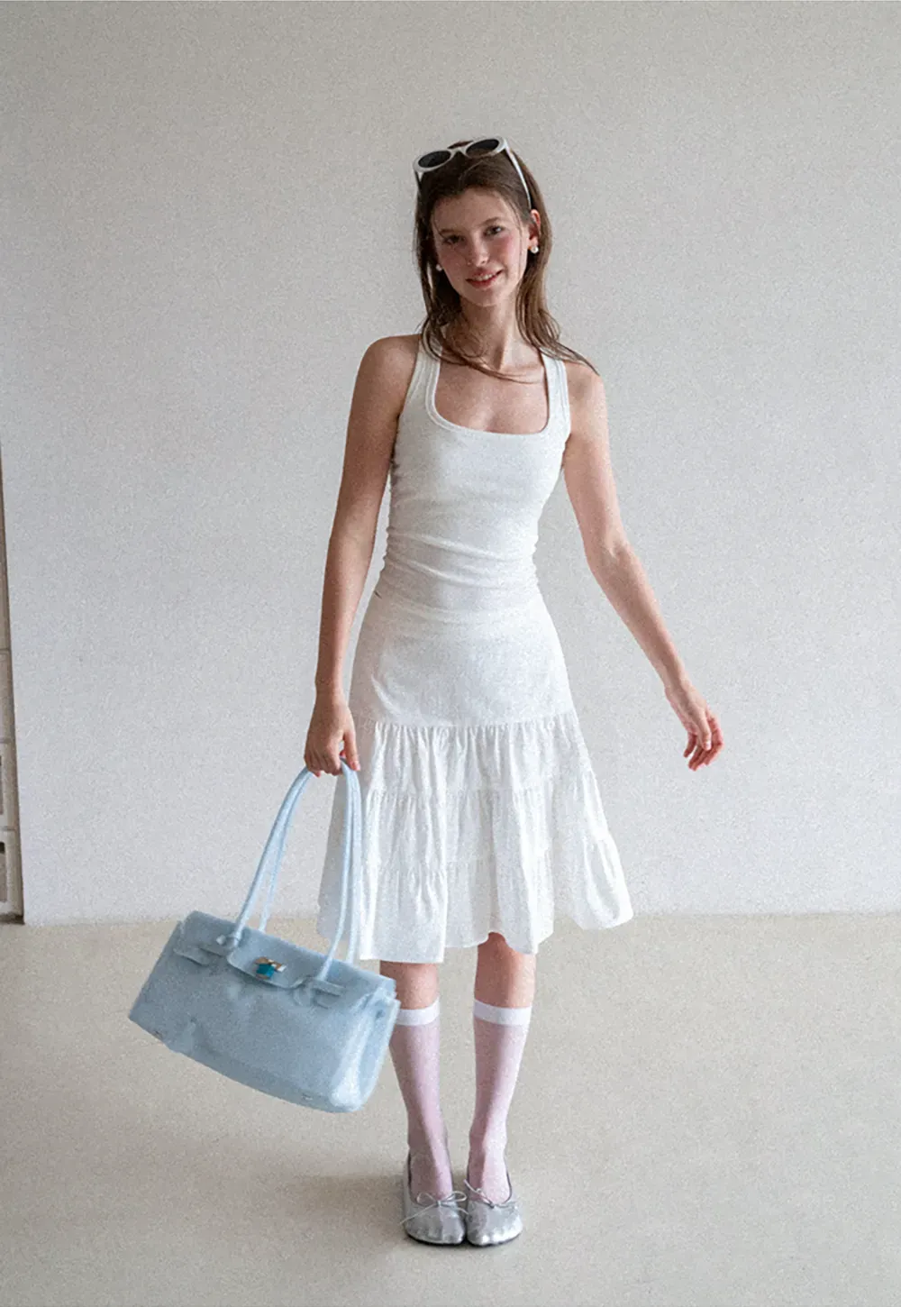 Square Neck Ribbed Knit Tank Top