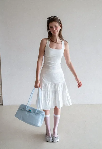 Square Neck Ribbed Knit Tank Top